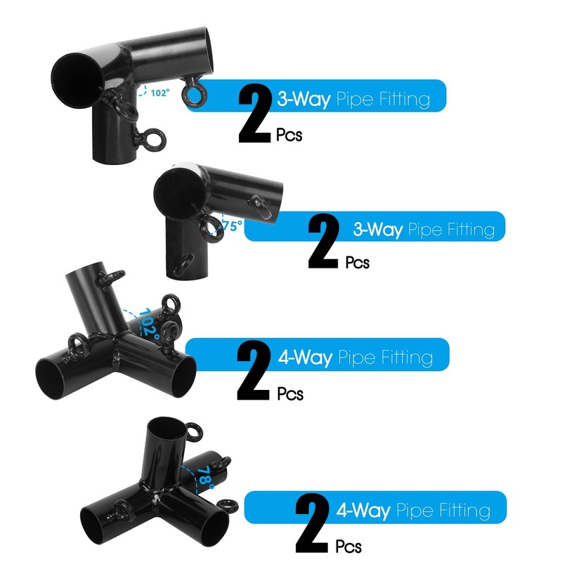 Aoneky 1-3/8 Inch Slant Roof Corner Canopy Fitting Kit, Heavy