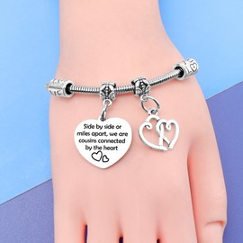 Cousins Bracelets for Women Stainless Steel Bracelets Happy Birthday Cousin Gift Female Cousin Bracelet Cousins Birthday Gifts for Women Inspirational Gifts for Friends Woman Christmas Friendship Gift