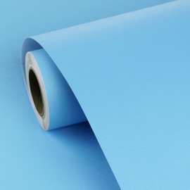 FunStick Light Blue Wallpaper Peel and Stick Sky Blue Contact Paper for Cabinets Desk Classroom Walls Self Adhesive Removable Wallpaper Waterproof Blue Wall Paper for Kids Boys Bedroom Drawers 15.8x80