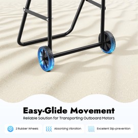 Boat Motor Stand Carrier, Foldable Outboard Motor Stand Dolly/Trailer for Motors up to 30HP & 88 lbs, Black Heavy Duty Steel Cart with Rubber Wheels for Easy Transport, Storage & Maintenance