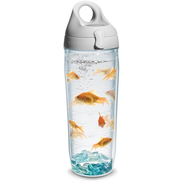 Tervis Goldfish Water Bottle with Lid, 24 oz, Clear