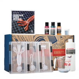 Man Crates, Lure Making Kit – Soft Plastic Fishing Lure Making Kit with Molds, Plastisol, Color, Glitter & Scent – DIY Fishing Lure Set – Great Gift for Men & Fishermen