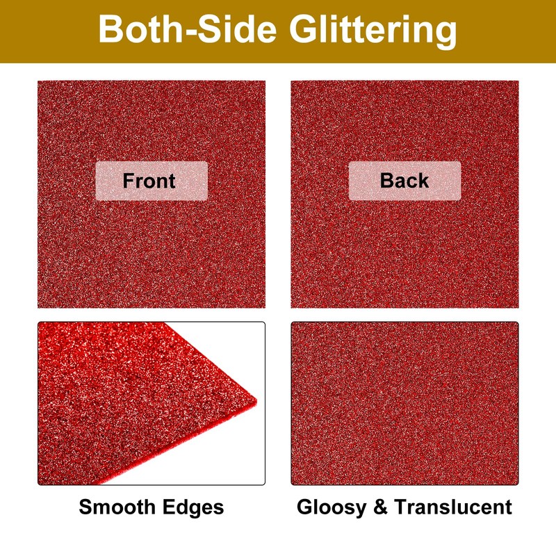 sourcing map 1Pcs Red Glitter Acrylic Sheets 1/8" Thickness 12"