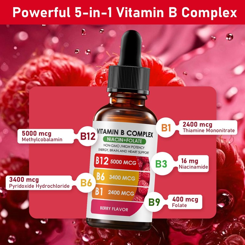 Nichalous Vitamin B12 Complex with B1, B6, Vitamin B12 Raspberry