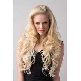 Blonde half wig hairpiece (3/4 wig), loose curls: Suki champagne blonde #613