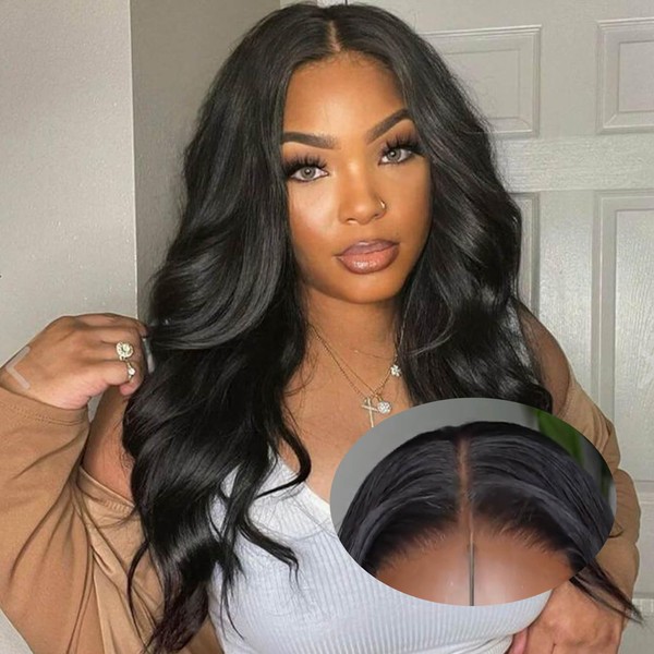 Glueless Wig Human Hair Pre Cut Lace Human Hair Wear and Go Wigs Pre Plucked Natural Hairline Glueless Body Wave Wig Upgraded 4x4 HD Lace Beginner Friendly 180% Density 20 Inches