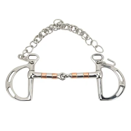 Broca para filete de acero inoxidable con anillo en D de cobre y cadena para boca de caballo de 125mm, mano de obra fina con cadena