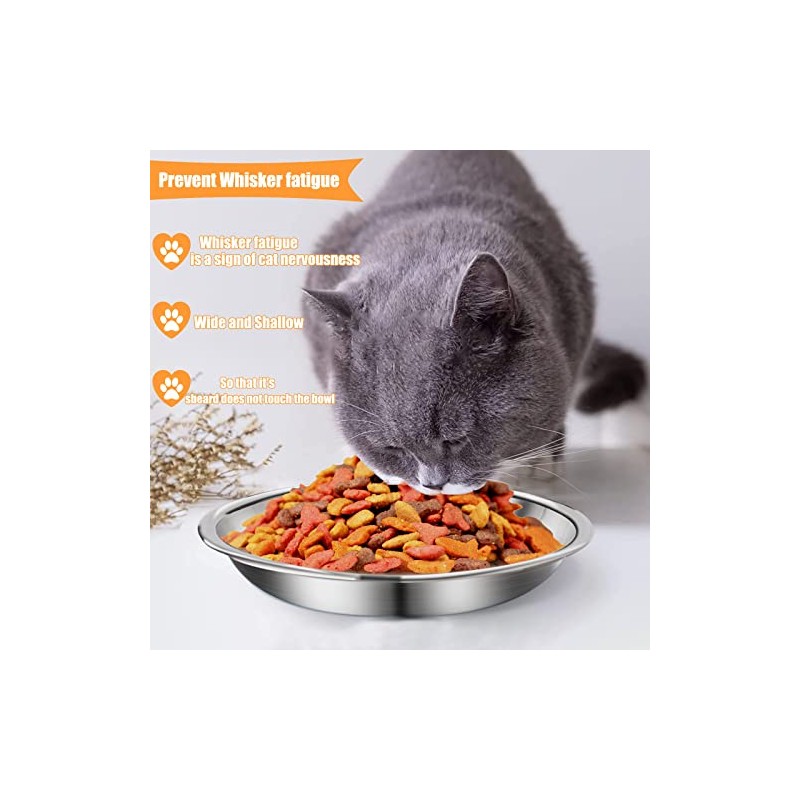 12 cuencos de acero inoxidable para gatos poco profundos, platos