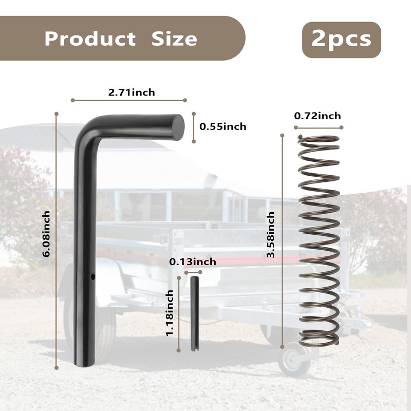 Stacool 2PCS 9/16" Trailer Gate Latch Kit with 2 Springs+2