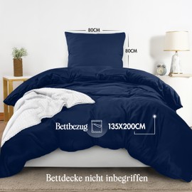 Utopia Bedding Bed Linen 135 x 200 cm Set, Microfibre Duvet Cover 135 x 200 cm + 1 Pillowcase 80 x 80 cm, Navy Blue