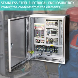 Yongchen Electrical Enclosure 12x8x6 Inch Stainless Steel Enclosure IP66 Waterproof and Dustproof Metal Box Indoor and External Wall Hanging Electrical Enclosure Box