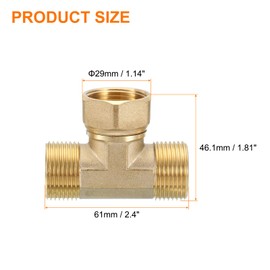 QUARKZMAN Brass T-Piece Swivel Pipe Fitting, 3/4 Inch NPT (Male x Female x Male) 3-Way T-Connector Coupling for Air Conditioning, Refrigeration System, Plumbing, Pack of 1