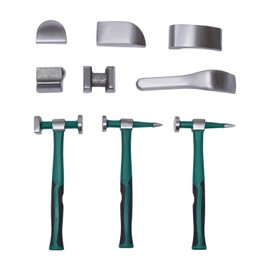 MUSESPANI Auto Body Repair Tool Kit w/Toolbox, 9PCS Dent Repair Kit Body Hammer and Dolly Set Movable Car Body Corrector Kit for Repairing Car Dents and Door Dings（Green）