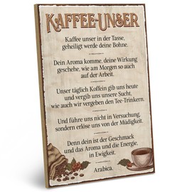 ARTFAVES® Wooden Sign with Saying "Kaffee-Unser | Shabby Chic Vintage Sign | Decorative Gift for Coffee Decoration, Funny Sayings | Size: 19 x 28 cm