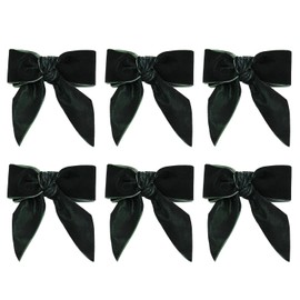 Juego de 6 Servilleteros de Navidad, Diseño de Lazo Verde, Hebillas de Metal de Terciopelo para Acción de Gracias, Boda, Fiesta de Cumpleaños, Decoración de Mesa