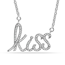 LeCalla 925 Sterling Silver Kiss Pendant Necklace for Women Hypoallergenic Cubic Zirconia Pendant Necklace for Women