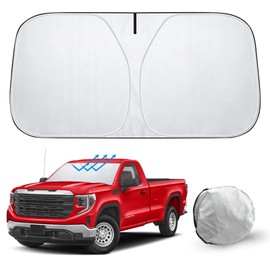 CiueeOra Windshield Sun Shade Compatible with GMC Sierra 1500 2500 3500 2019-2024 2025 Accessories, Foldable Car Sunshade Protect Car from Sun Rays & Heat Damage, 3 Layer 210T Material
