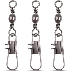 OROOTL 100pcs Barrel Swivel with Interlock Snaps - Fishing Swivel Snap Copper Barrel Swivel with Double Safety Snap Fishing Tackle