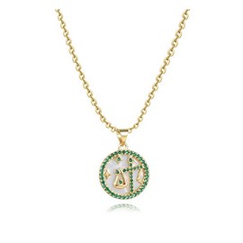 SBI Jewelry Green CZ Zodiac Libra Gold Necklace for Women September October Birthday Sister Daughter Family