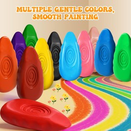 Fullhawl 72 Count Toddler Crayons Bulk 12 Color First Crayons Easy Grip Water Drop Crayons Palm Grasp Crayons Non Toxic Washable Toddler Crayons Gifts Paint Crayons for Kids Art & School Supplies