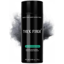 THICK FIBER Hair Fibers for Thinning Hair & Bald spots (BLACK) - 25g Bottle - Conceals Hair Loss in Seconds - Hair Powder for Women & Men