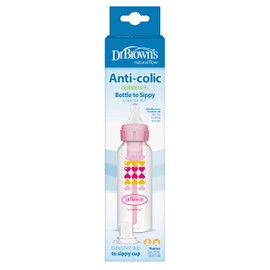 Dr. Brown's Natural Flow Options+, Kit Del Transición 2 En 1 Biberón Al Vasito Bebé Niños, Rosa (pink), Unidad Paquete De