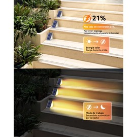 Solares Lámpara de Pie Paquete de 6, Exterior Al Aire Libre Paso Luces Triángulo Blanco Cálido IP67 Impermeable Auto On Off Decoración Luces para Patio, Calzada, Porche, Puerta de Entrada, Acera