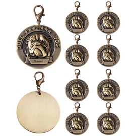 JINYEAH 10PCS Blank Dog Tags for Engraving Bulk Military Dog Tags Heavy Duty Pet Tag 3D Brass Copper ID Cool Tags Birthday Memorial Gifts (Bulldog)