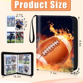 Hugestar 4 Pocket Football Cards Binder,Premium Zippered Trading Card Binder,400 Double Sided Pocket PU Collection Binder,Water Resistant, 3 Ring Collector Album,Card Folder for Sport Cards Display