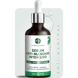 PUREZA NATUR Suero Facial aclarante intensivo para paño en cara y cuerpo + Acido Hialuronico facial + Vitamina C | Serum que Humecta y aclara la piel 