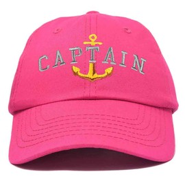 DALIX Captain Embroidered Dad Cap Cotton Baseball Hat Men in Hot Pink