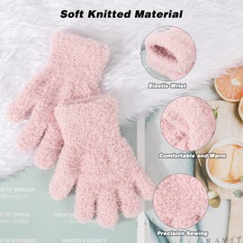 QKURT 6 Pairs Warm Winter Gloves for Children, Plain Plush Children's Gloves, Full Finger Winter Toddler Gloves, Stretch Gloves for Boys and Girls, multicoloured