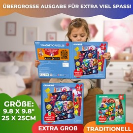 QUOKKA Magnetspiel ab 3 4 Jahre - 48-Teilige Puzzle Beschäftigung Für Kinder Im Flugzeug & Autofahrt - Dino Reisespiele Kinder ab 4 5 6 - Spielzeug für Jungen und Mädchen