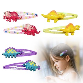 Pack of 6 Dinosaur Glitter Hair Clips Girls Hair Accessories, Dinosaur Hairpins, Girl Hairpins, Snap Hair Clips for Toddlers Girls Children, Multicolor