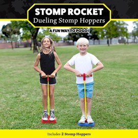 Stomp Rocket Dueling Stomp Hopper - Jump, Bounce & Squeak Foam POGO Jumper for Kids - Toddler Pogo Stick with Soft Grips & Stretchy Bands - STEM Indoor & Outdoor Toys for 3-5 Year Olds