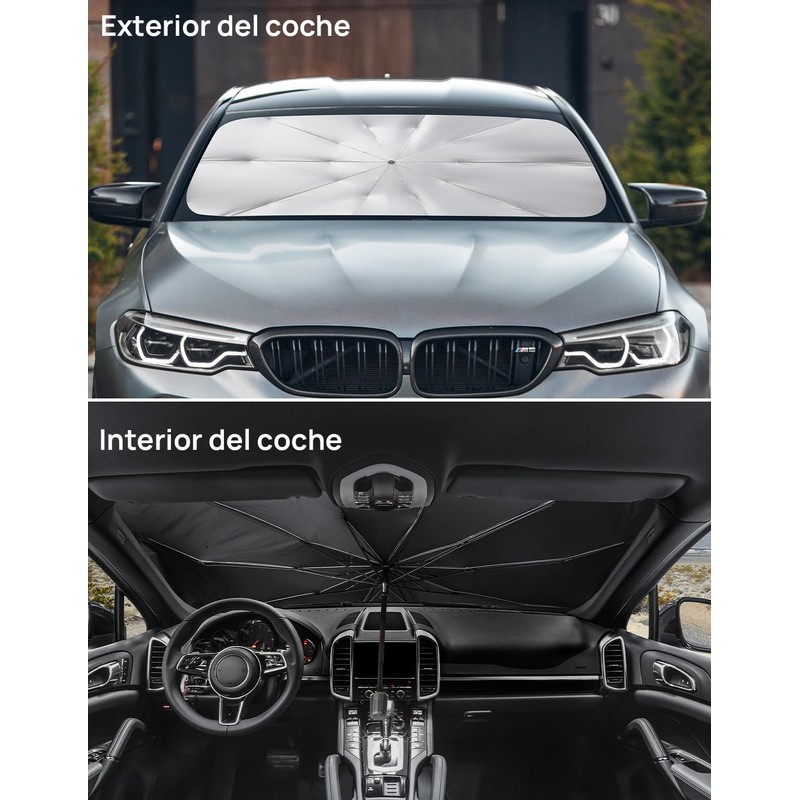 JOYTUTUS Auto-Sonnenschutz, Faltbarer Sonnenschutz für Auto, mit Anti-UV, Blitz, Regenschirm