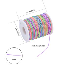 2 Pcs Elastic Cord, Beading Cords Threads, Rainbow Color Stretch String Cord, Fabric Crafting String for Bracelet, Jewelry, Necklace, Craft Making, Braided Hair Tie