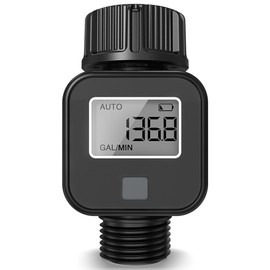 Hicello Wasseruhr Wasserzähler mit Zeitschaltuhr, 4 Modi, 180° Drehbarer Digitaler Durchflussmesser, Wasserverbrauchsmesser für Garten