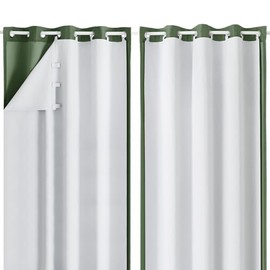 Aiyufeng 2 Panel 100% Blackout Curtains, 90 Inch, 50" W x 86" L, Greyish White, 2 Liners with 18 Rings