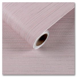CRE8TIVE Papel pintado de zacate rosa pálido con textura, para despegar y pegar, papel tapiz de tela de zacate sintética, papel de contacto autoadhesivo, tela de lino extraíble, papel de pared para