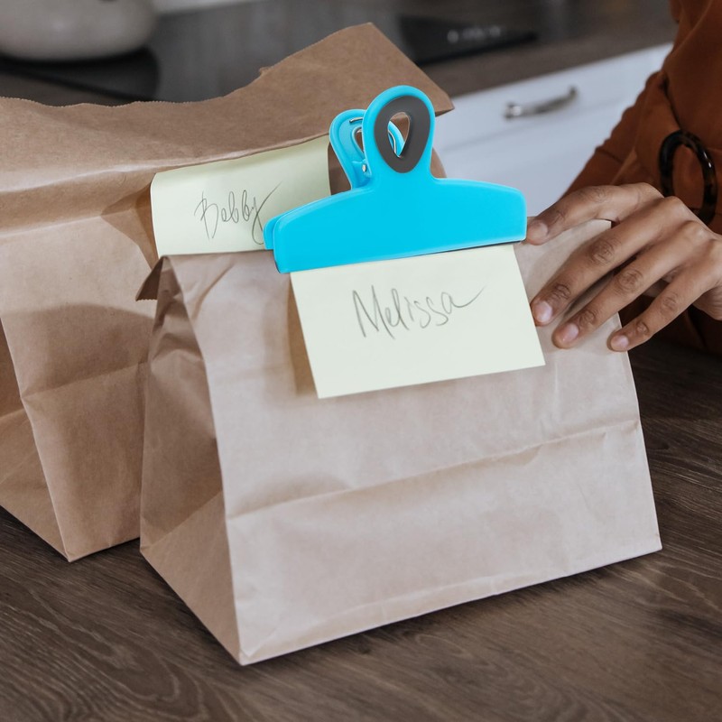 com-four® 6 x Sealing Clips for Bags - Wide Sealing
