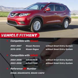 IFATRUNK Exterior Door Handle Front Left Driver Side for Nissan Rogue 2010-2015, Nissan Murano 2003-2007, Infiniti FX35 FX45 2003 2004 2005 2006 2007 2008, w/Keyhole