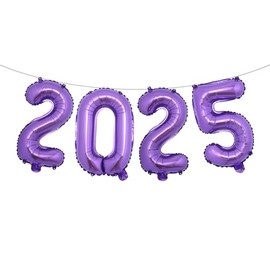 2025 Number Balloons 16 Inch Foil Balloons for New Year Party Anniversary Party Graduation Home Office Decoration (Purple 2025)