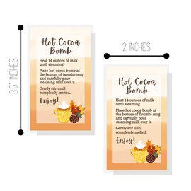 Hot Cocoa Bomb Fall Hot Chocolate Instruction Tags Cards | 50 pk | 3.5 x 2” inches Labels Holiday Watercolor Flannel Minimalist