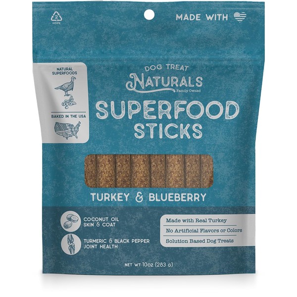 Dog Treat Naturals Turkey & Blueberry Superfood Sticks | All-Natural