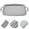 STOBAZA Silver Serving Tray, Metal Coffee Table Ottoman Tray with