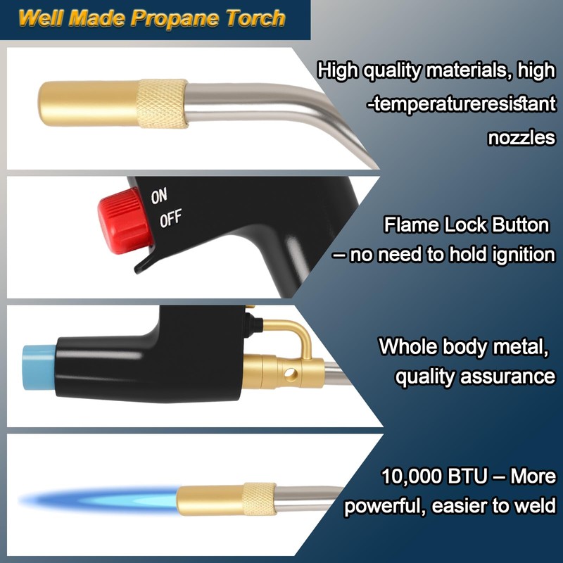 TS4000 Trigger-Start Torch Head,MAPP/Propane Gas Torch Kit with Push Button