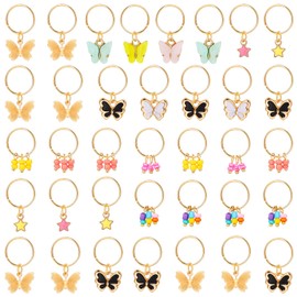 WILLBOND 18 Pieces Colorful Butterfly Hair Jewelry for Braids Gold Braid Hair Rings Clips Christmas Xmas Gifts Lock Dreadlock Braid Charms for Women Jewelry Summer Accessories(Classic Style)