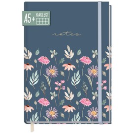 paper&you® Notebook A5+ Squared with Elastic Band [Flying Flowers] 156 Pages, 78 Sheets, Bullet Journal, Diary, Notebook, Sustainable and Climate Friendly