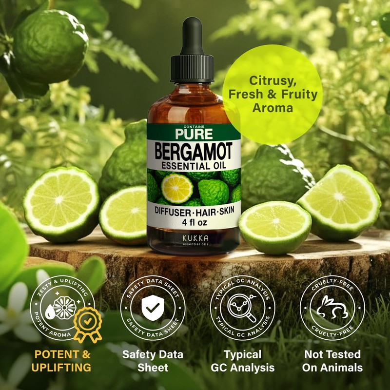KUKKA Bergamot Essential Oils - 4 Fl Oz - for